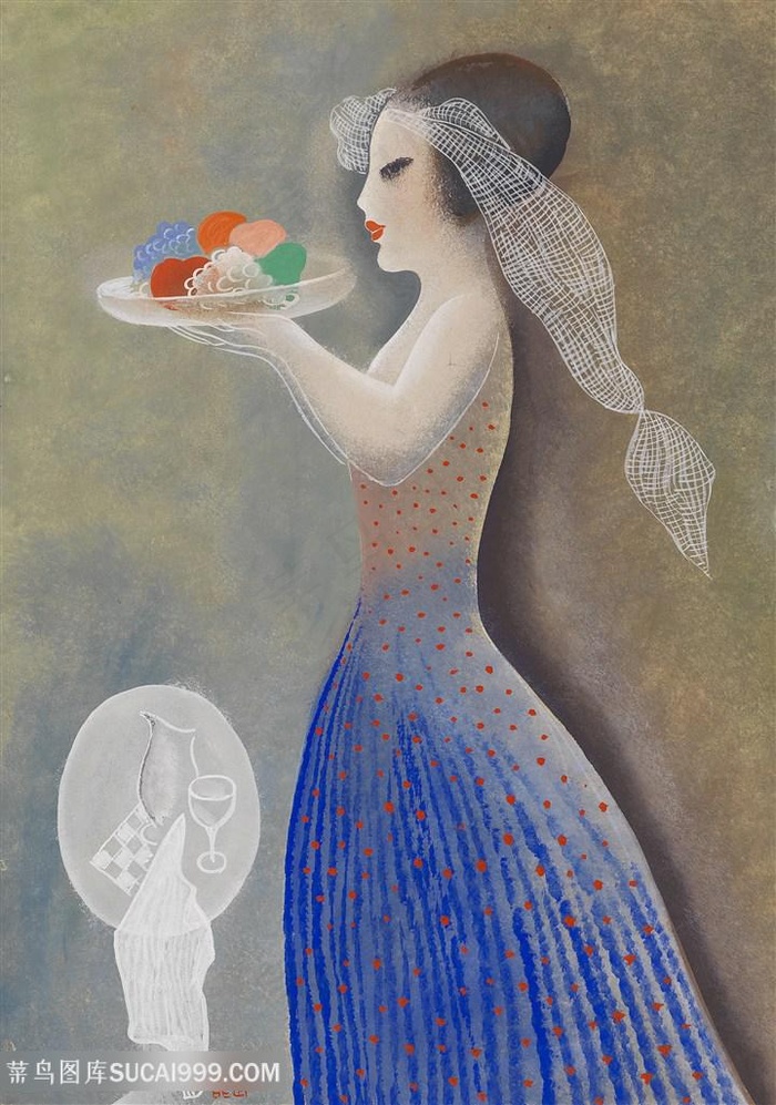 时尚女性唯美插画手绘插画