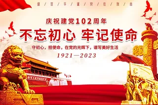 建党102周年*红色辉煌大气党建海报