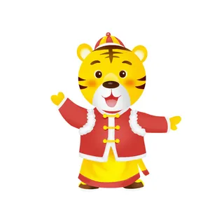 手绘2022虎年新年春节卡通老虎形象IP插画元素PSD设计素材图案
