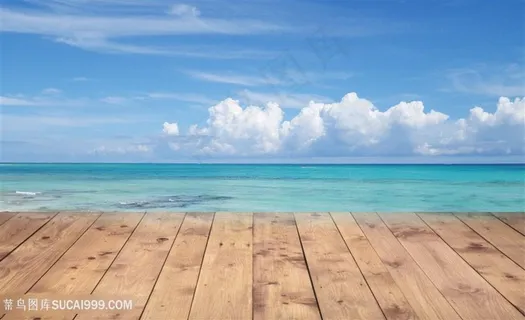 风景背景大海木板合成淘宝直通车主图蓝天白云