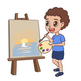 少儿兴趣班画画的小男孩