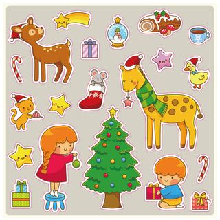 卡通动物不干胶标签贴纸