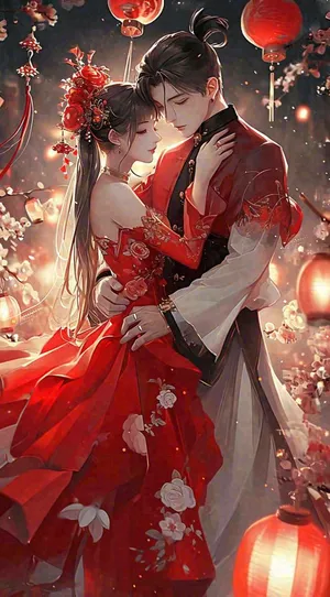 中国风情人节古风情侣拥抱亲吻爱情，七夕节