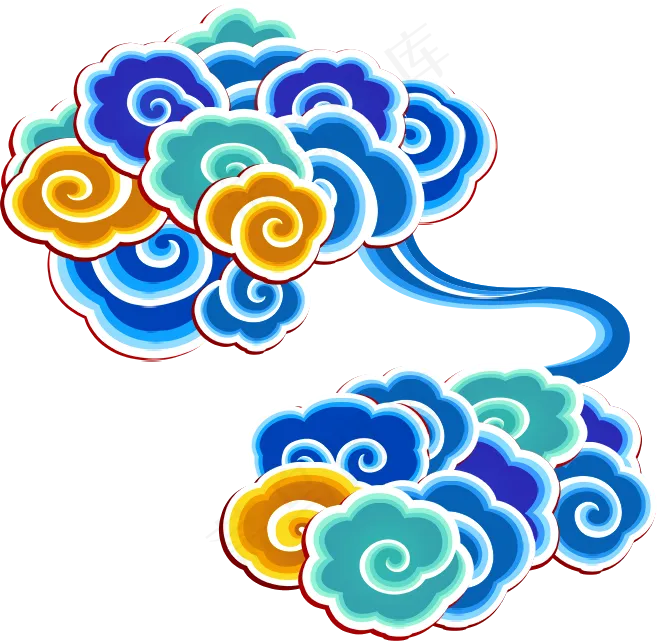 彩云 古典云 祥云图案 祥云素材 创意祥云  三色云 花边花纹 免抠