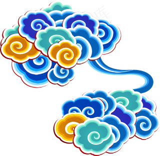 彩云 古典云 祥云图案 祥云素材 创意祥云  三色云 花边花纹 免抠