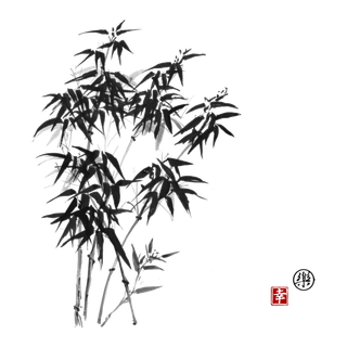 竹子水墨画中国风国画墨水书法竹子画