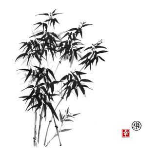 竹子水墨画中国风国画墨水书法竹子画