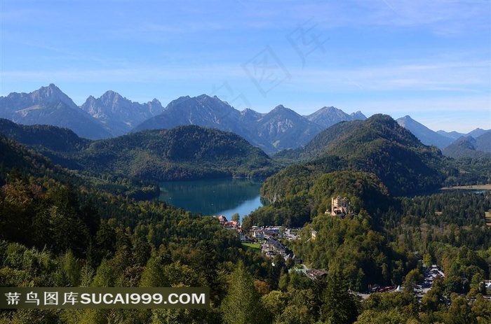 美丽德国阿尔卑斯山湖群风景图片