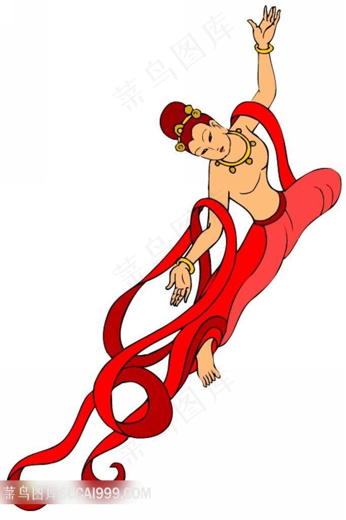 襟飘带舞的飞天插画素材