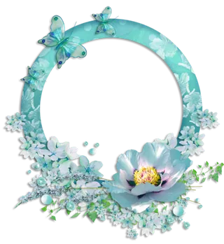 蓝色小清新蝴蝶花边框装饰