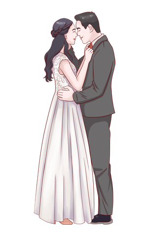 婚纱卡通人物婚礼白纱结婚婚纱摄影手绘