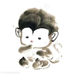 国画可爱猴子图片 国画可爱猴子图片