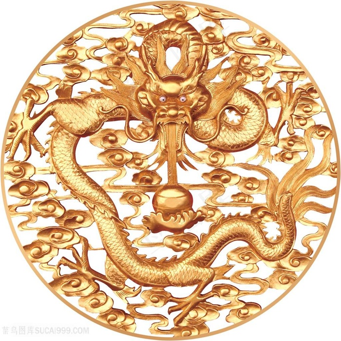 精美圆形金龙图案素材图片