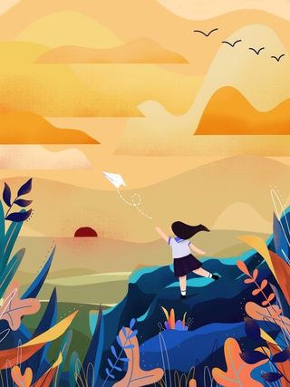 高考插画海报高考加油插画