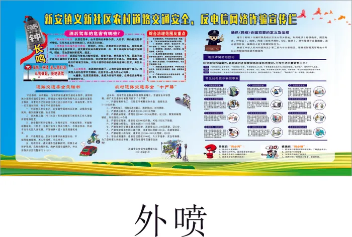 10.22 咋骗和道路安全展板 Qcdr矢量模版下载