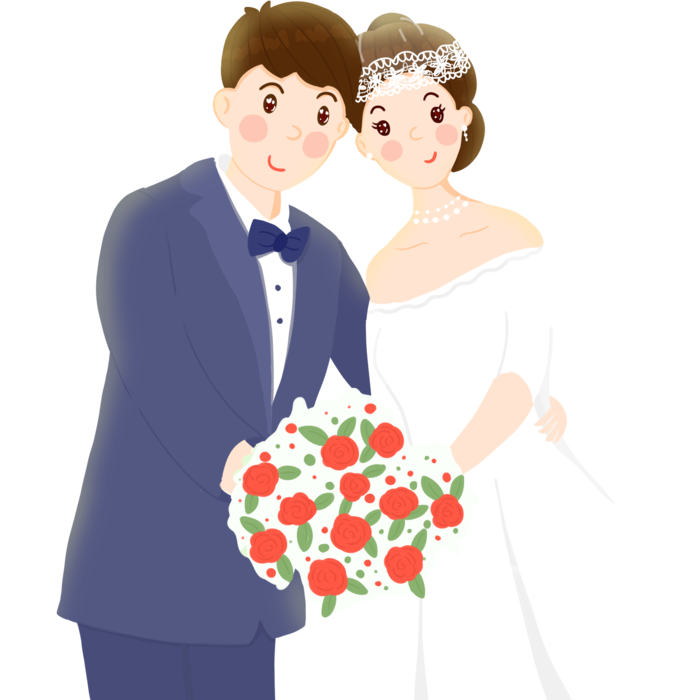 婚纱卡通人物婚礼白纱结婚婚纱摄影手绘