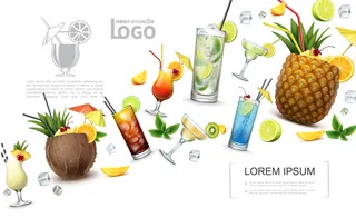 鸡尾酒设计海报矢量图