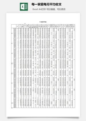 每一家庭每月平均收支excel模板