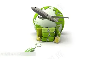 3D飞机地球旅行箱鼠标素材
