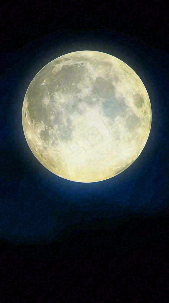 中秋节简约创意圆月月亮温馨天空，黑夜夜晚(816x1456)