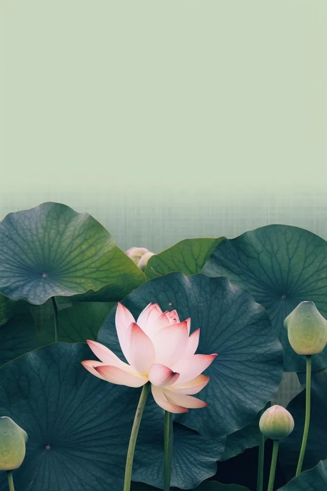 简约摄影清新荷花白绿色背景(896x1344)