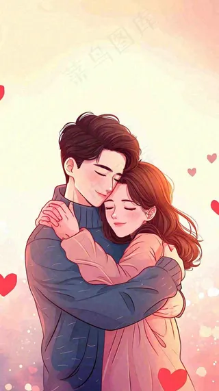 简约渐变浪漫爱心情侣情人节温馨爱情