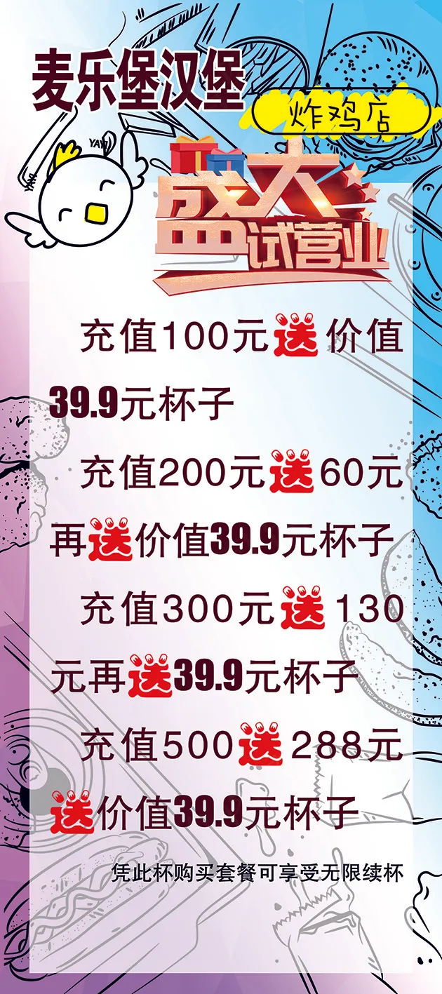 麦乐堡炸鸡展架80 180psd模版下载