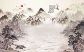山水情背景墙