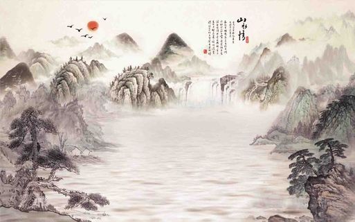 山水情背景墙 山水情背景墙