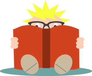 坐着看书卡通男生