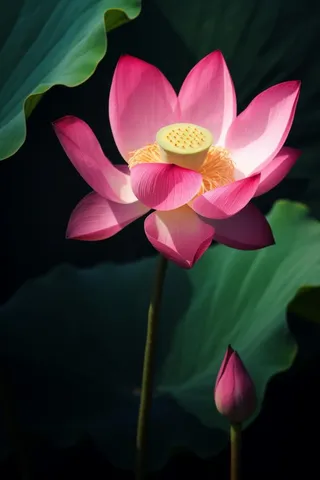 莲花光影暗黑摄影图