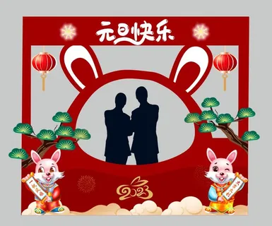 兔年红色美陈 拍照框 元旦美陈
