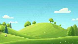 春天郊游青草树木动物蓝天清新，春分