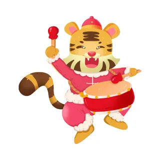 PNG免扣2022虎年新年春节元旦卡通老虎形象图片插画PSD设计素材