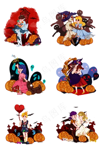 万圣节节日卡通人物素材