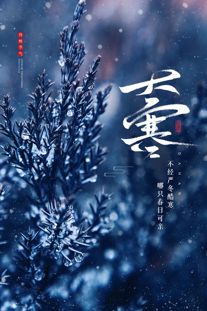 二十四24节气大寒中国传统节日冬季海报模设计素材