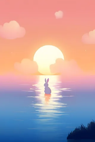 月圆中秋兔子简约渐变背景
