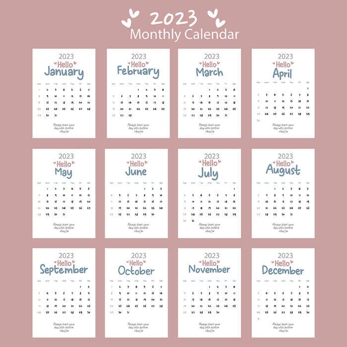 2023日历 2023年挂历 兔年日历 ai矢量模版下载