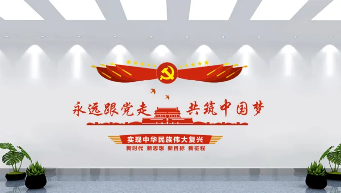 永远跟党走党建文化墙背景墙cdr矢量模版下载