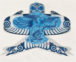 蓝色燕子祥云凤凰金龙风筝纸鸢传统文化图片