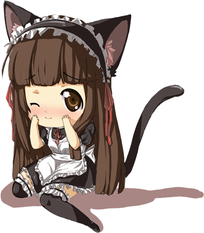 可爱猫女郎素材人物卡通简笔