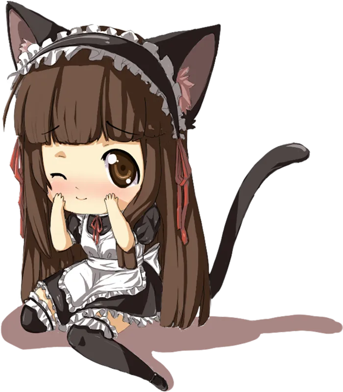 可爱猫女郎素材人物卡通简笔