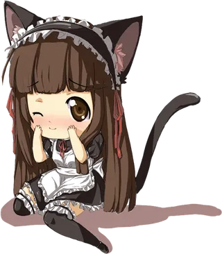 可爱猫女郎素材人物卡通简笔