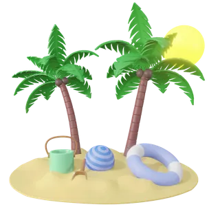 夏季沙滩场景3d模型免扣元素