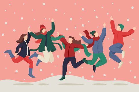 冬天服饰服装冬装穿冬装保暖冬季卡通人物男女装Ai矢量图片素材