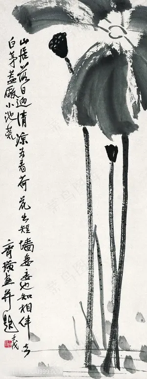 齐白石莲蓬植物国画图片