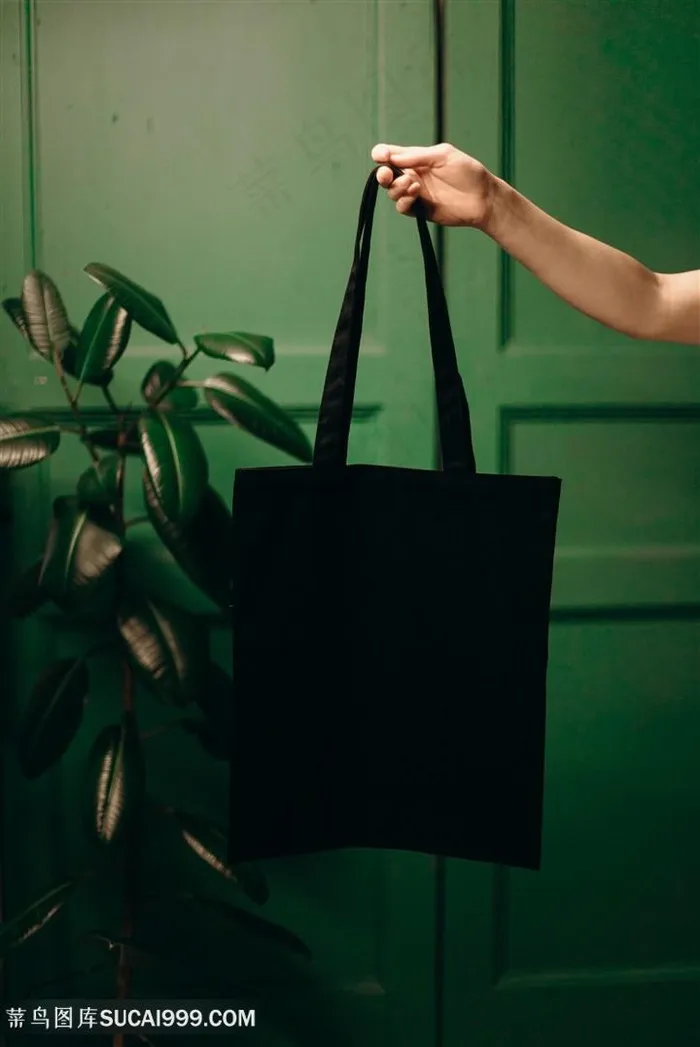 手拿黑色袋子样机图片