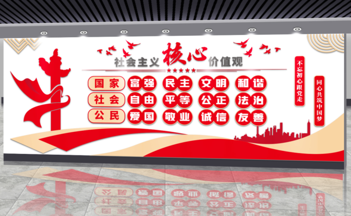 党建文化墙*核心价值观文化墙ai矢量模版下载