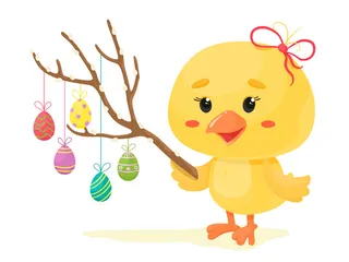 复活节装饰元素手绘插画兔子彩蛋鲜花场景(28)