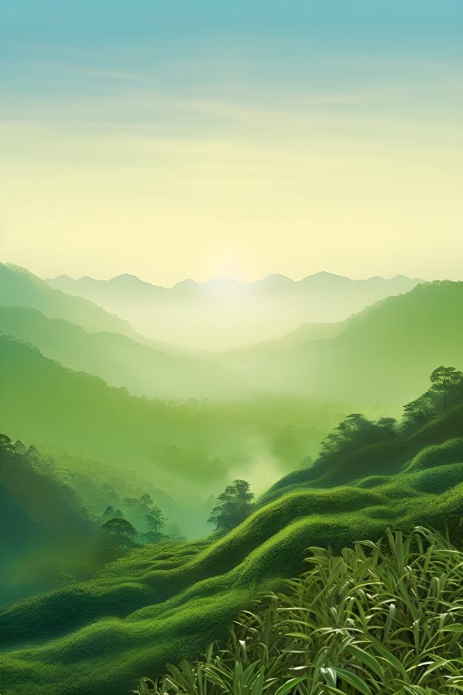 山脉树林光照意境背景(2400x3600)